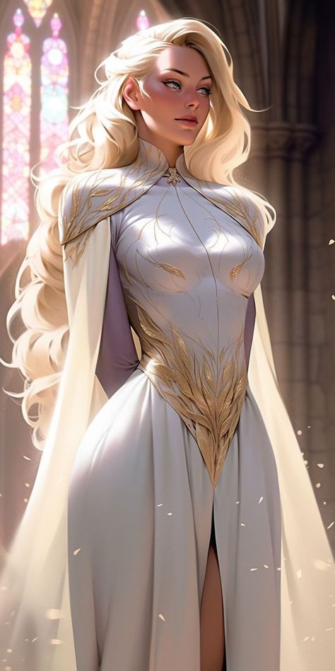 Anime Elf Princess, Elf Princess Art, Back Pose, Draw Love, Fashion Show Themes, White Gold Dress, Female Armor, Dress Drawing, Fantasy Gowns