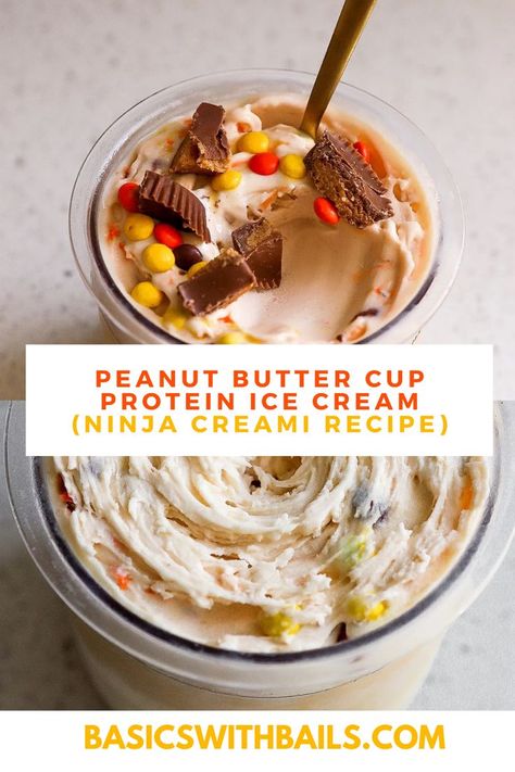 Protein Ice Cream Ninja Creami, Creami Protein Ice Cream, Ice Cream Ninja Creami, High Protein Ice Cream, Ice Cream Maker Recipes Healthy, Healthy Chocolate Ice Cream, Peanut Butter Cup Ice Cream, High Protein Peanut Butter, Ninja Ice Cream Recipe