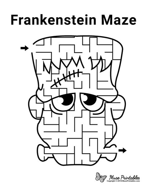 Free printable Frankenstein maze. Download it at https://museprintables.com/download/maze/frankenstein/ Themes For Christmas, Free Printable Mazes, Maze Activity, Halloween Maze, Printable Mazes, Halloween Worksheets, Easy Halloween Crafts, Halloween Crafts For Kids, Halloween School