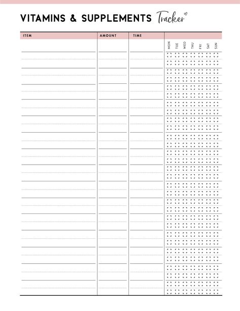 Vitamin Tracker Printable Free, Medicine Tracker Printable Free, Supplement Tracker, Vitamin Tracker, Bujo Tracker, Ipad Organization, Template Notes, Free Planner Inserts, Printable Forms