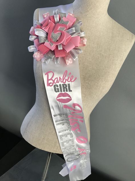 Birthday Sash Ideas, Diy Birthday Ribbon, Bday Sash, Birthday Ribbon, Personalized Sash, Custom Sash, Birthday Sash, Birthday Pins, Barbie Birthday Party