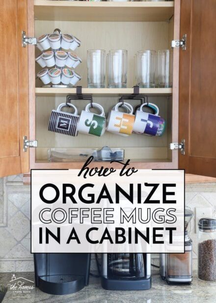 Mug Storage Cabinet, Organize Mugs, Coffee Mug Storage, Coffee Cup Storage, Coffee Organization, Coffee Cabinet, Coffee Mug Display, Mug Storage, Tea Cabinet