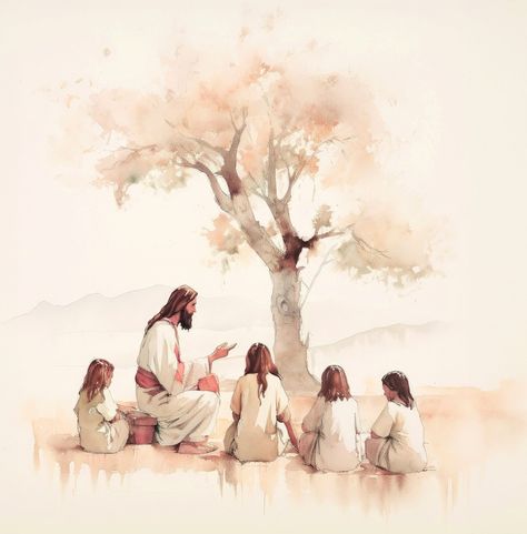 Jesus Watercolor, Jesus Teaching, Painting Bible, Faith Based Art, Jesus Wall Art, Jesus Teachings, Jesus Prints, Pictures Of Christ, Jesus Photo