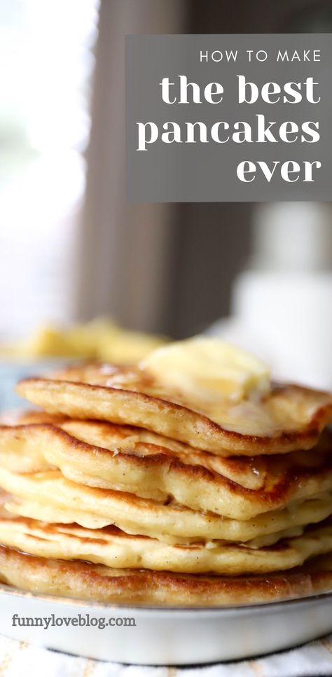 THE BEST PANCAKES EVER!!! This easy pancake recipe has just a few ingredients and works perfectly every time for light, buttery, fluffy pancakes with hardly any effort. We love these for a weekend breakfast or a fun kid-friendly dinner for breakfast night! #brunchrecipes #pancakes #bestpancakes #breakfast via @howertonhastings Buttery Pancake Recipe, Buttery Pancakes, Light Pancakes, Best Pancakes Ever, Basic Pancake Recipe, Easy Pancake Recipe, Crisp Recipes, Kids Pancakes, The Best Pancakes