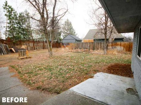 With all the craziness of 2020, we finally finished our backyard! Now we are here to share all the before and after photos in hopes it will inspire you to renovate your backyard! #backyard #makeover #DIY Before And After Front Landscaping, Small Yard Before And After, Rambler Backyard Patio, Diy Backyard Transformation, Before And After Yard Makeovers, Backyard Landscaping Before And After, Plain Backyard Makeover, Backyard Makeover Before And After, Patio Before And After