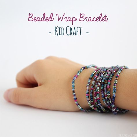 Beautiful Beaded Wrap Bracelet - Kid Craft! This bracelet was made by a 9 year old. Come check out the tutorial so that you came make some too! Wrap Bracelet Tutorial, Bracelet Tutorials, Making Bracelets With Beads, Bracelet Craft, Sew Projects, Diy Beaded Bracelets, Craft Craft, Beading Patterns Free, Kid Craft