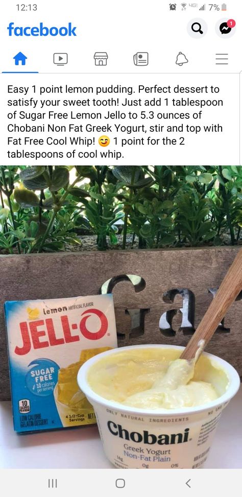 Yogurt With Jello, Sugar Free Desserts Easy, Chobani Greek Yogurt, Keto Os, Lemon Jello, Sugar Free Jello, Gelatin Dessert, Lemon Yogurt, Lemon Pudding