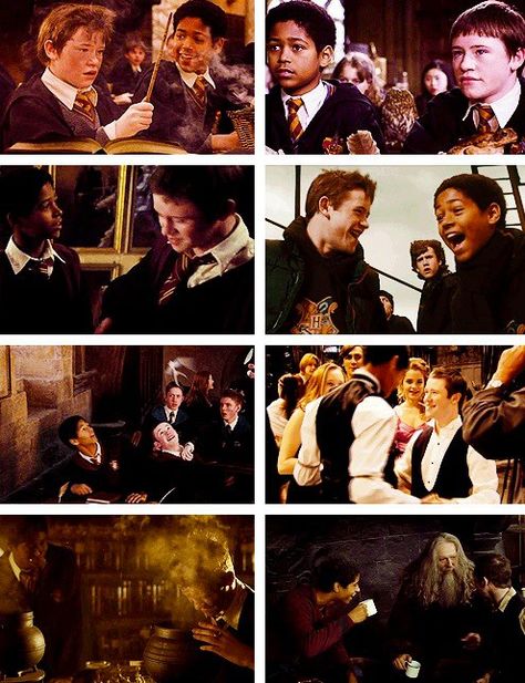 Seamus and Dean through the years. I love their bromance. Dean X Seamus Fanart, Dean Harry Potter, Wizard Fanart, Seamus And Dean, Seamus Finnigan, Harry Potter Cursed Child, Hp Ships, Harry Potter 5, Ron And Harry