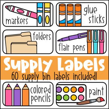 Staying organized is definitely not easy!! Hopefully these simple and colorful classroom supply labels will help keep you and your students organized this school year. There are 60 bin labels included, ranging from classroom materials and manipulatives to cleaning supplies! These classroom supply labels work great with a variety of organization bins and storage containers. Take a peek at my preview to see some examples of how I use them in my own classroom!  The supply bin labels are 2.27 by 4.78. You can always adjust your printer settings if youd like your labels to be bigger or smaller in size. This product is not editable.  The following supply bin labels are included:analog clocksbagsbatteriesbinder clipscalculatorschalkcleaning suppliesclipboardsclipsclothes pinscolored pencilscompos Supply Labels For Classroom Free, Table Labels Classroom, Classroom Store Ideas Elementary, Classroom Student Supply Organization, Elementary Resource Classroom Setup, Kindergarten Supply Organization, Student Supplies Organization, Preschool Organization Classroom, Classroom Organization Preschool