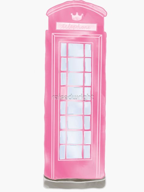 "Pink Telephone Booth" Sticker by raisedwright | Redbubble Pink Telephone Booth, Pink Telephone, Telephone Booth, Kids Room Art, Room Art, Glossier Stickers, Transparent Stickers, Palace, Kids Room