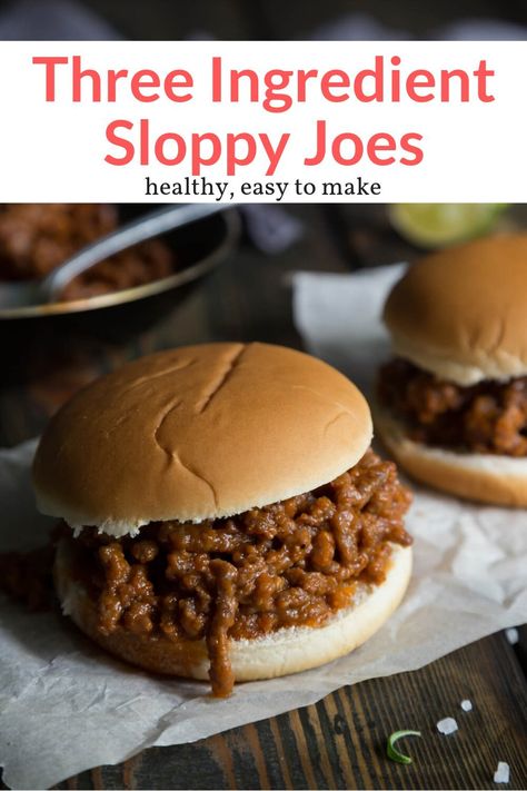 These super easy three ingredient sloppy joes are made with items you already have in the fridge and ready in less than 20 minutes. Super easy, full of flavor, and delicious. #dinner #freezerfriendly #kidfriendly #makeahead #quickandeasy Weight Watchers Sloppy Joes, January Dinners, Healthy Sloppy Joe Recipe, Healthy Sloppy Joes, Yummy Wraps, Homemade Sloppy Joe Sauce, Ww Dinners, Slow Cooker Sloppy Joes, Sloppy Joe Recipe Easy