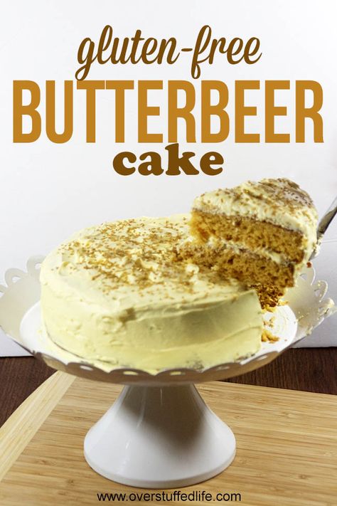 Gluten Free Cake Mix Hacks, Bookish Recipes, Butterbeer Cake, Gluten Free Ideas, Cake Mix Recipe, Butterbeer Recipe, Hogwarts Party, Bar Desserts, Butter Beer