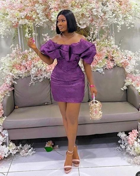 Short African Dress, Latest Short Gown, Short Flare Gown Styles, Lace Dress Styles Nigerian, Ankara Wedding Dress, Short Flare Gown, Cultural Outfits, Gown Styles For Ladies, Short Gown Styles