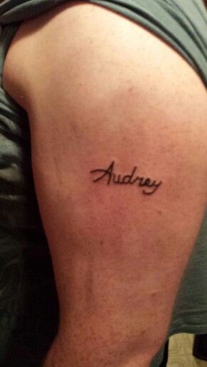 Audreys name on her new husband Audrey Name Tattoo, Audrey Name, Name Tattoo, Tattoo Quotes, Tattoos, Quotes, Quick Saves