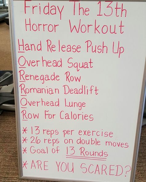 Friday 13th Horror WOD Friday The 13th Workout, Full Body Strength Training Workout, Post Pregnancy Workout, Holiday Workout, Boot Camp Workout, Workout Games, Floor Workouts, Weight Workout Plan, Group Fitness