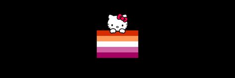 hello kitty sanrio with a lesbian flag black header Lesbian Flag Header, Lesbian Twitter Header, Hello Kitty Header, Black Header, Twt Layout, Long Lost Love, Headers Twitter, Hello Kitty Sanrio, Lesbian Flag