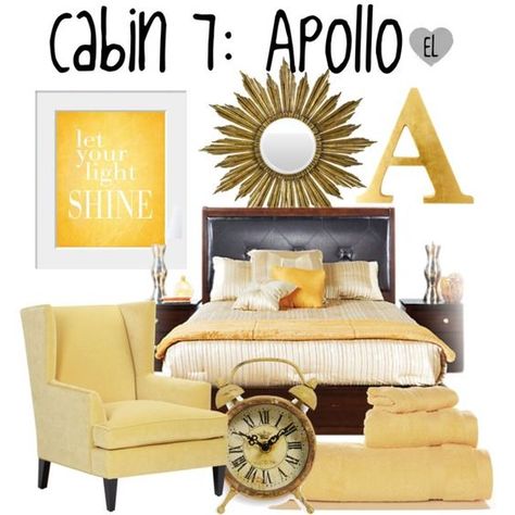 Percy Jackson Room Decor, Cabin 7 Apollo, Apollo's Cabin, Greek Room, Apollo Percy Jackson, Apollo Cabin, Camp Half Blood Cabins, Percy Jackson Cabins, Cabin 7