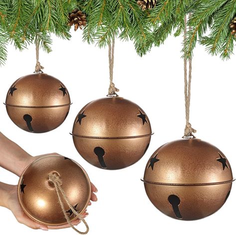 Amazon.com: Tandefio Giant Christmas Vintage Bells Christmas Tree Ornaments Set of 5.5" 4.7" 4" H Decorative Bells with Jute Hanging Rope for Christmas Door Knob Home Garden Decor DIY Craft (Gold) : Home & Kitchen Bells Christmas Tree, Craft Bells, Jute Hanging, Bells Christmas, Large Christmas Tree, Bell Decorations, Garden Decor Diy, Christmas Tree Wreath, Home Garden Decor