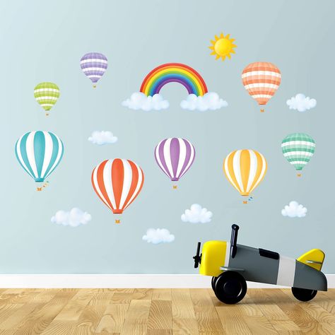 DECOWALL DWT-1801 Rainbow and Hot Air Balloons Kids Wall Stickers Decals Peel and Stick Removable for Nursery Bedroom Living Room Art murals Decorations : Amazon.co.uk: Toys & Games Cartoon Monkeys, Kids Wall Stickers, Monkey Wall, Cartoon Monkey, Stickers Cartoon, Rainbow Balloons, Wall Stickers Kids, Hot Air Balloons, Baby Bedroom