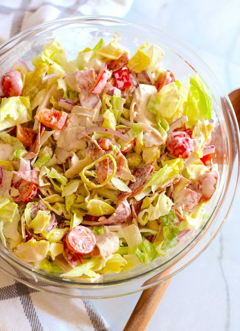 Italian Grinder Salad | 12 Tomatoes Italian Grinder Salad, Italian Grinder, Grinder Salad, Sliced Salami, Mozzarella Pearls, Salad Dressing Recipes Homemade, Deli Style, Deli Meats, 12 Tomatoes