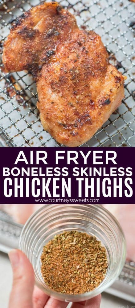 Air Fryer Boneless Skinless Chicken, Air Fryer Recipes Chicken Thighs, Air Fryer Chicken Thighs, Air Fryer Pork Chops, Chicken Thighs Recipes, Air Fryer Oven Recipes, Boneless Chicken Thigh Recipes, Air Fryer Recipes Chicken, Boneless Skinless Chicken Thighs