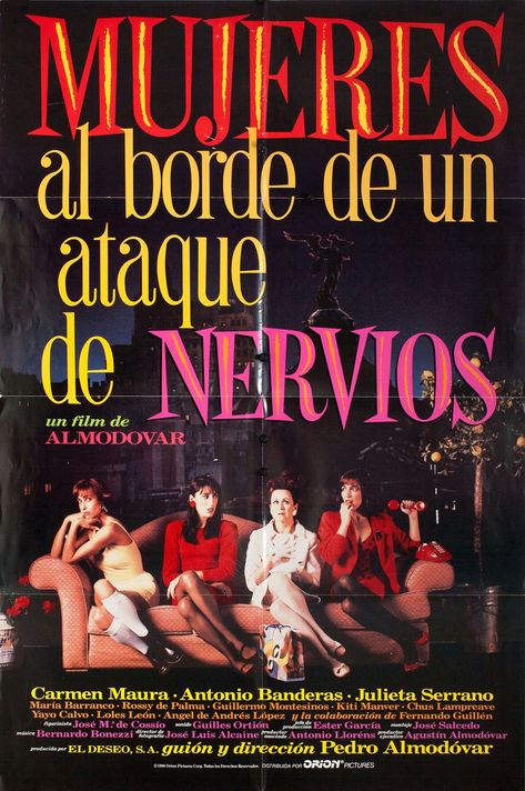 Nervous Breakdown Symptoms, Almodovar Films, Women On The Verge, Posters Decor, Spanish Movies, Spanish Posters, Nervous Breakdown, Septième Art, The Verge