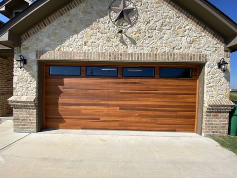 Wood-look steel garage door by CHI Plank Garage Door, Chi Garage Doors, Steel Garage Door, Unique Garage Doors, Plank Door, Garage Door Panels, Modern Garage Doors, Steel Garage Doors, Steel Garage