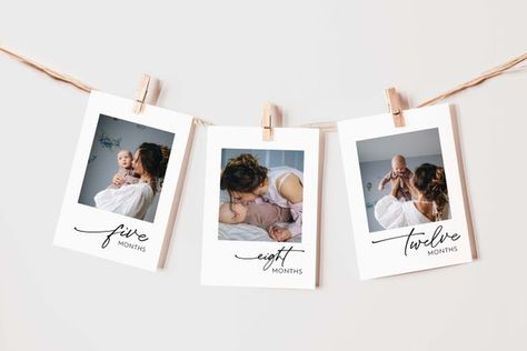 First Birthday Monthly Photo Banner Editable Baby's First | Etsy Monthly Photo Banner, 1st Birthday Photo, Birthday Photo Banner, First Year Photos, 1st Birthday Photos, Monthly Photos, First Birthday Banners, Baby Banners, Wedding Menu Cards