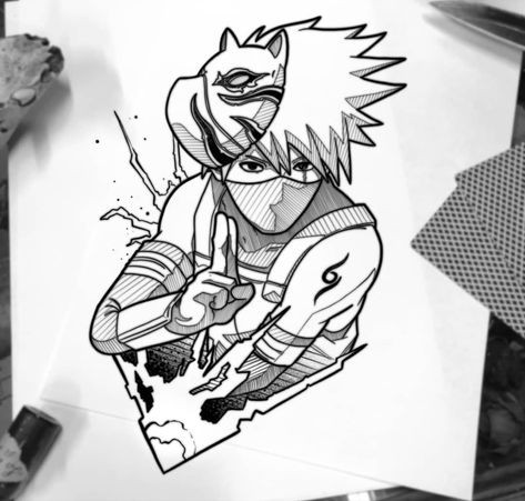 Kakashi Tattoo, Comic Tattoo, Manga Tattoo, Naruto Tattoo, Geek Tattoo, Naruto Sketch, Naruto Drawings, Tattoo Project, Desenho Tattoo