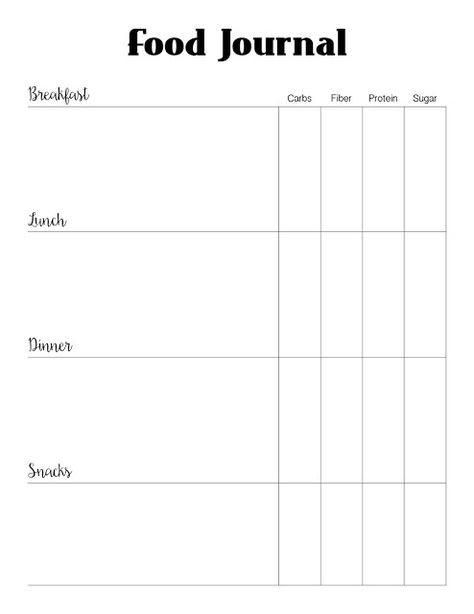 FREE Low-Carb Daily Food Journal Printable {Miranda Nahmias} Bariatric Food Journal Printable Free, Daily Food Journal Printable Free, Food Journal Ideas Logs, Daily Food Log Printable Free, Food Tracker Printable, Food Log Printable, Breakfast Carbs, Food Journal Printable, Bullet Journal Food Log