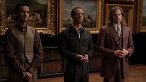 'Interview With the Vampire': Jacob Anderson Explains Those Final Dream-stat Scenes Justin Kirk, Ben Daniels, Summer Character, Assad Zaman, Jacob Anderson, Simpson Tv, Maroon Suit, Sam Reid, The Vampire Chronicles