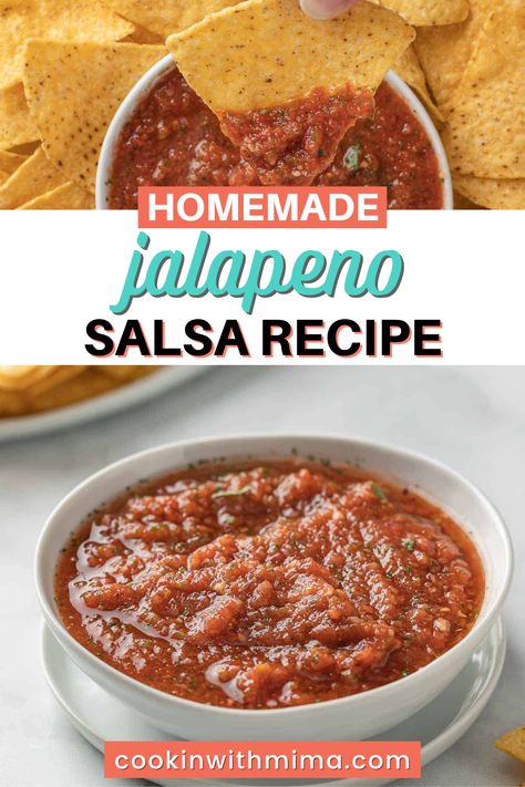 This Homemade Jalapeno Salsa Recipe is healthy, fresh, and absolutely full of flavor. It’s a simple recipe, but you’ll love it just as much as your favorite restaurant salsa and it’s ready in just 15 minutes! This salsa will have you double and triple dipping your chips, so try it out today! Chipotle Salsa Recipe, Easy Homemade Salsa Recipe, Easy Homemade Salsa, Fresh Salsa Recipe, Easy Salsa Recipe, Homemade Chipotle, Restaurant Style Salsa, Salsa Guacamole, Homemade Salsa Recipe