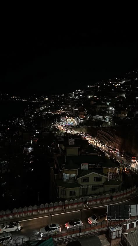 Shimla Night View, Shimla Aesthetic, Shimla Photography, Night Photography Aesthetic, Shimla Travel, Interesting Health Facts, Flowers Black Background, Photography City, Mussoorie