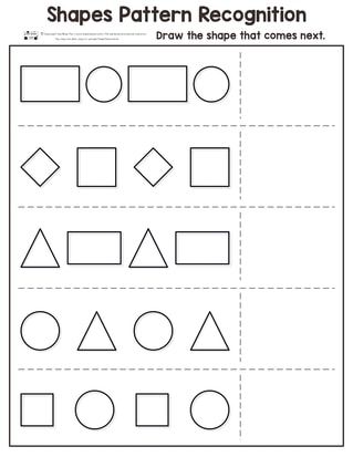 Shapes Pattern Recognition for Kindergarten - Itsy Bitsy Fun Maths Grade R Worksheets, Patterns Activities Preschool, Ab Pattern Worksheet, Preschool Pattern Worksheets, Pattern Worksheets For Kindergarten, Grade R Worksheets, Preschool Patterns, Shapes Worksheet Kindergarten, Shape Activities Preschool