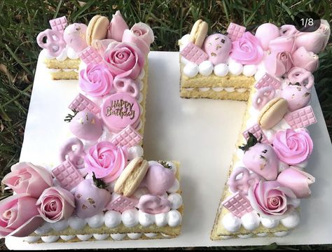 17 Number Cake, Hello Kitty Number Cake, Number 16 Cake, Letter Cakes, Number Birthday Cakes, 17 Birthday Cake, Small Birthday Cakes, 18th Cake, 17 Birthday