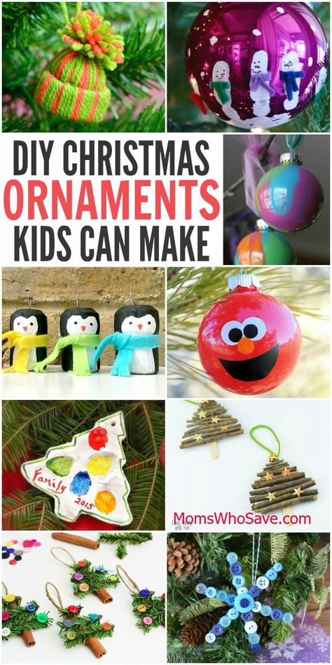 Christmas Ornaments Kids Can Make: 25 Adorable DIYs No Bake Ornaments For Kids, Easy Diy Ornaments Christmas Kid, Diy Ornament Ideas For Kids, Easy Christmas Ornaments For Kids Diy, Easy Diy Kids Christmas Ornaments, Diy Ornaments Kids Easy, Kids Handmade Ornaments, Home Made Ornaments For Kids, Simple Ornaments Diy Kids