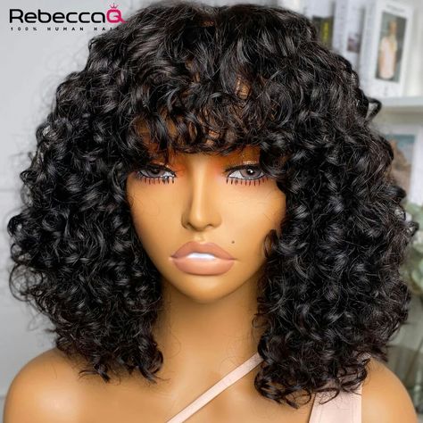 https://s.click.aliexpress.com/e/_EGKFpkn Human Hair Wigs With Bangs, Curly Human Hair Wig, Colored Wigs, Wigs For Women, Honey Blonde, Blonde Color, Wigs With Bangs, Remy Hair, Hair Wigs