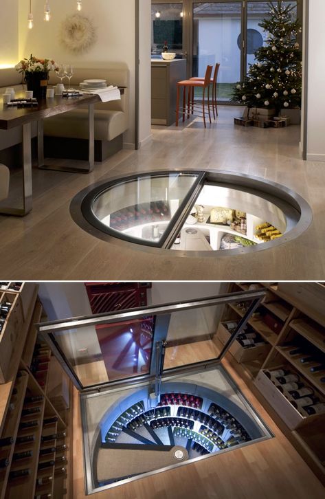 Store all your favorite wines like a debonair secret agent with the underground spiral wine cellar. A must-have for serious wine connoisseurs, this... Gömda Rum, Spiral Wine Cellar, Wine Cellar Ideas, Cellar Ideas, Home Wine Cellars, Wine Cellar Design, Cellar Design, Hidden Rooms, Indoor Design