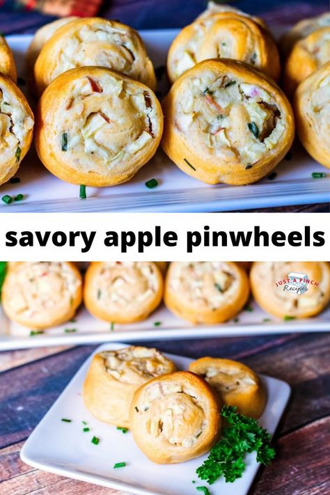 sweet apples with a savory dough and spices for an easy and delicious fall appetizer Apples And Cheese Appetizer, Apple Cheese Appetizer, Fall Apple Appetizers, Savory Recipes With Apples, Savory Apple Appetizers, Apple Savory Recipes, Fall Savory Snacks, Savory Fall Appetizers, Apple Recipes Savory