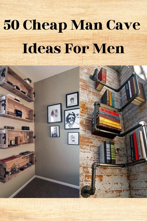 Every man needs a place they can call their sanctuary. Here are some of the best cheap man caves designs you can create. 😀 #mancave #cheapmancave #mancaveshelves Gamer Man Cave Ideas, Interesting Room Ideas, Man Cave Black Walls, Man Cave Bookshelf, Small Bedroom Man Cave Ideas, Basement Decorating Ideas Man Cave, Man Cave Ideas Room Small Cheap, Mens Cave Ideas Room, Small Man Cave Ideas On A Budget