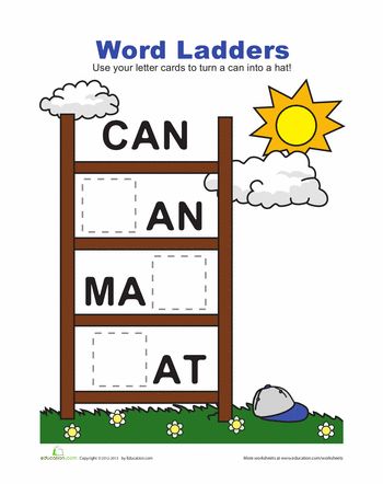 Worksheets: Printable Word Ladder Kindergarten Building, Simple Word Problems, Word Ladders, Writing Cvc Words, Spelling Lessons, Cvc Words Kindergarten, Preschool Reading, Subtraction Word Problems, Spelling Worksheets