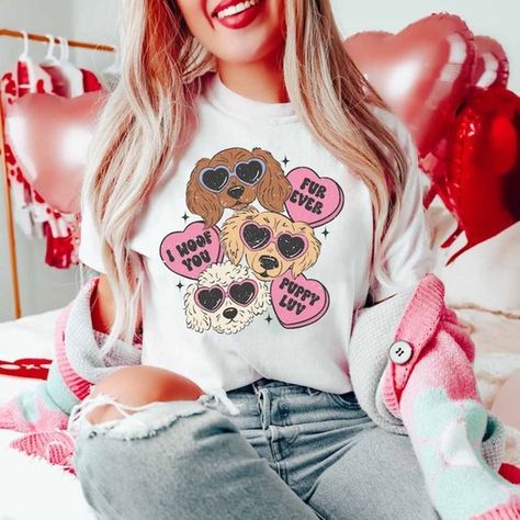 Puppy Love Valentine Shirt, Dog Lovers Dog Mom T-Shirt, Valentine Dogs Tee Send Text, Dog Valentines, Valentine Shirt, Dogs Tee, Valentines Shirt, Anniversary Wedding, Love Valentines, Thanksgiving Christmas, Knit Cotton