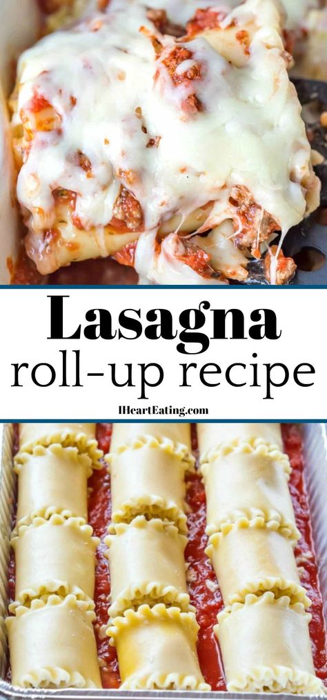 Lasagna Roll-Ups are a faster, easier version of lasagna. These cheesy, saucy lasagna rolls make a great make-ahead or freezer meal dinner. Roll Up Sandwiches, Lasagne Roll Ups, Recipes Lasagna, Dinner Fashion, Lasagna Roll Ups, Freezer Dinners, Easy Lasagna Recipe, Lasagna Roll, Roll Ups Recipes