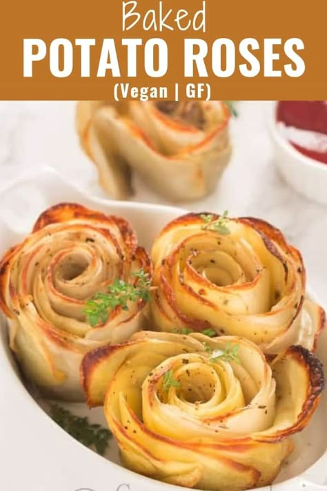 Potato Roses Recipes, Potato Roses Wrapped In Bacon, Food Roses, Potato Roses, Potato Party, Making Baked Potatoes, Potato Side Dish, Dried Potatoes, Potato Recipes Side Dishes