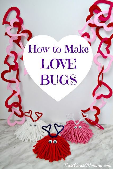 This is a great "love bug" tutorial. There is an idea for giving "love bug making kits" as Valentine's too! Card Making Ideas Easy, Easy Yarn Crafts, Easy Valentine Crafts, Bug Crafts, Valentine Crafts For Kids, Valentines Crafts, Creative Valentines, Valentine's Day Quotes, Fundraising Ideas