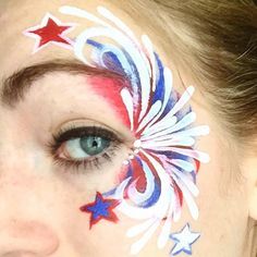 Here's a close up of my Fourth of July face paint I forgot to post up! ❤️ Fourth Of July Face Paint, July Face Paint, Girl Face Painting, Kids Face Paint, Patriotic Crafts, Face Painting Designs, July Crafts, Canada Day, 4th Of July Party