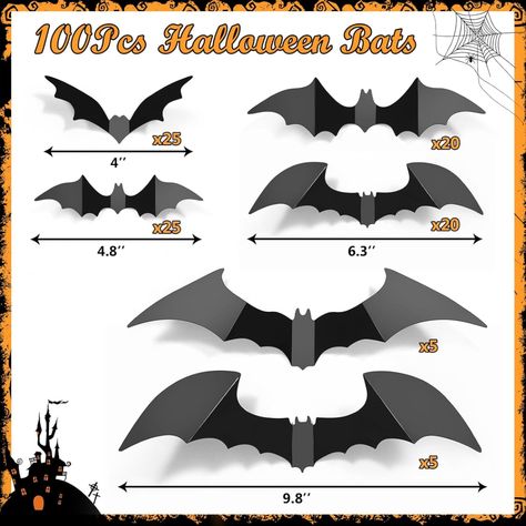 Halloween Bats Wall Decor 100pcs Bats Wall Decals PVC 3D Wall Bats Scary Stickers Halloween Party Decorations Indoor Outdoor DIY Home Window Door Halloween Decor Bats Halloween Decorations, Halloween Party Decorations Indoor, Scary Stickers, Door Halloween Decor, Scary Bat, Bat Decorations, Halloween Bat Decorations, Bat Wall, Halloween Party Decorations