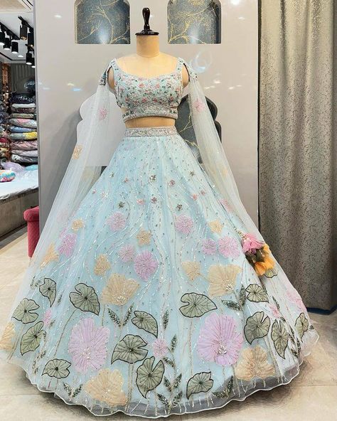 Instagram$Facebook Follow Us :- @jayamarfab Beautiful Organza Silk Lehenga Choli In Embroidery Work Party Wear Outfit We Make Wedding Lehengas, Indian Lehenga, Bridal Lehenga, Designer Lehenga, South Indian Dresses, lehenga Choli, Chaniya Choli, Lancha, Semistitched Lehenga, Bridesmaid Lehengas, Sabyasachis Lehengas, Floral Skirts, Punjabi Lehengas, Ethnic Lehengas, Indo-western Outfits, Indian Outfits, Bollywood Lehengas. Importance note: we will not make any changes in lehenga length 𝗙𝗮𝗯𝗿𝗶𝗰 𝗗𝗲𝘁𝗮𝗶𝗹𝘀 :- Lehenga :- Lehenga Fabric-Organza Silk Lehenga work- Double Sequins Embroidery Work With Cancan & Canvas Patta Lehanga Flare-4 Meter Flared Lehenga Type- Semi stitched Lehenga Length- 42 Lehenga Size- Upto 44 Blouse :- Blouse Fabric-Organza Silk Blouse Work- Sequins Embroidery Indian Dresses Lehenga, Sky Blue Lehenga, Flared Lehenga, Outfit Designer, Lehenga Choli Designs, Designer Bridal Lehenga Choli, Cotton Lehenga, Lehenga Choli Wedding, Stitched Lehenga