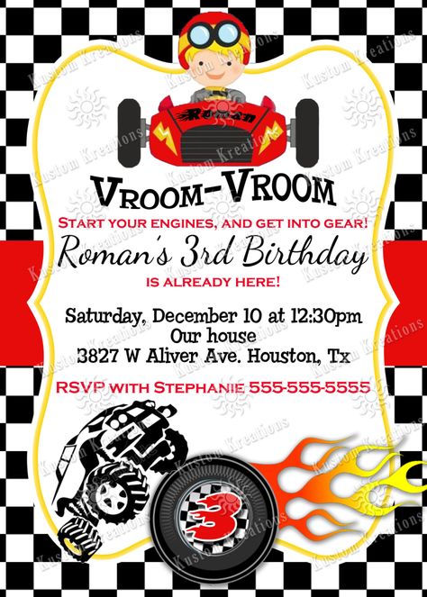 Transportation Birthday Invitation, Transportation Invitation, Race Car Themes, Transportation Birthday, Cars Birthday Invitations, Baby Milestones Pictures, Cake Kids, Car Themed Parties, Car Birthday Theme