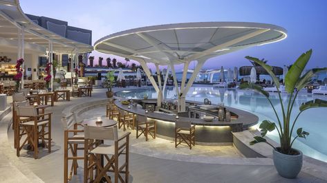 Frankie Beach Club & Restaurant | LXR Susona Bodrum Restaurant Plan Architecture, Event Venue Design, Bodrum Turkey, Brass Monkey, Terrace Restaurant, Club Restaurant, Destin Hotels, Hotel Concept, Sky Garden